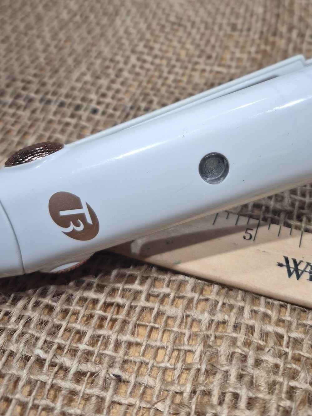 T3 Travel Size White and Rose Gold Hair Straightener Tool 3/4"